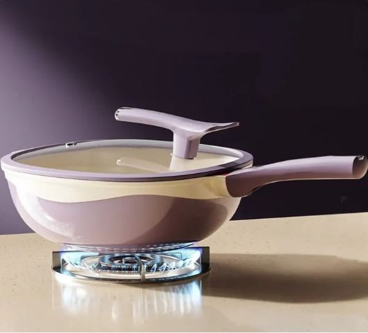 12-Inch Titanium Alloy Nonstick Pot with Lid & Steamer – Purple