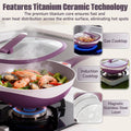 12-Inch Titanium Alloy Nonstick Pot with Lid & Steamer – Purple
