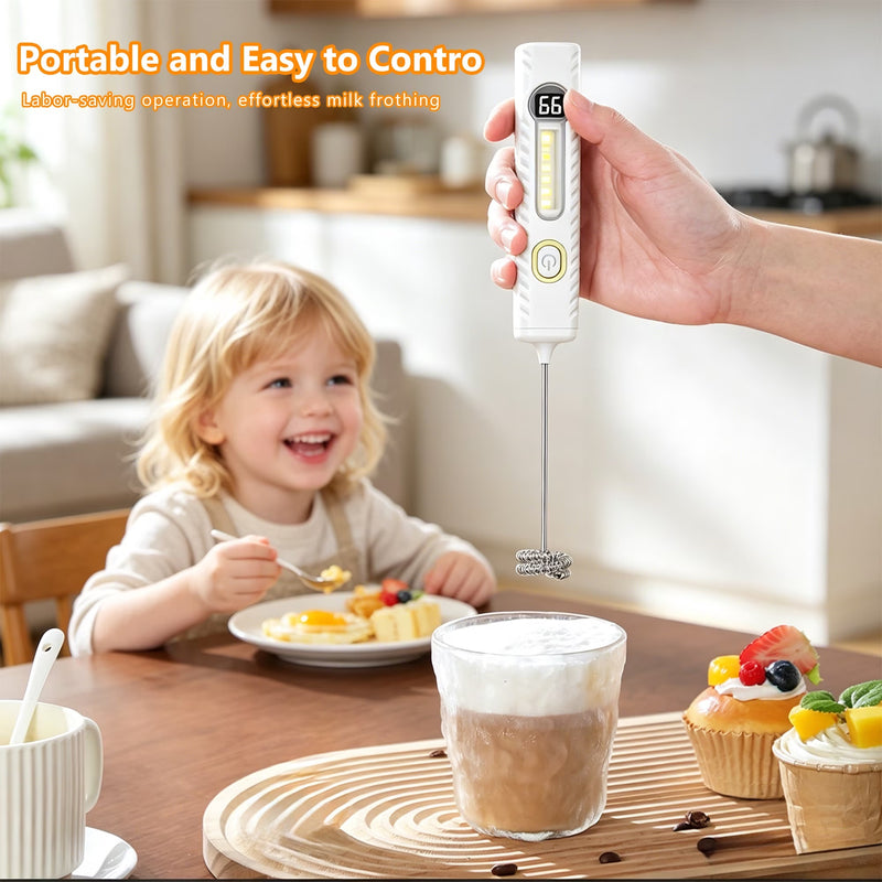 Digital Display Milk Frother with Built-in Light