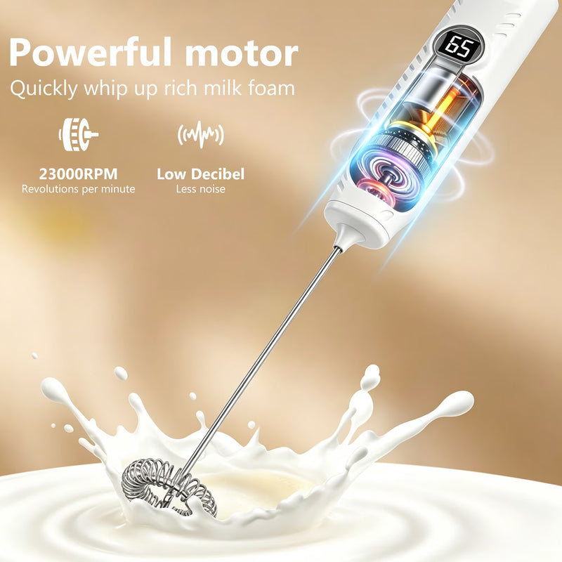 Digital Display Milk Frother with Built-in Light