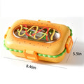 Burger Shaped 2-Compartments Bento Box with Steel Cutlery