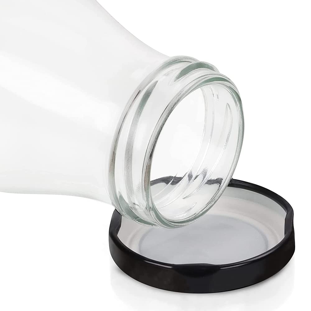 Glass Milk Bottle with Air Tight Black Lid - Techmanistan in Pakistan