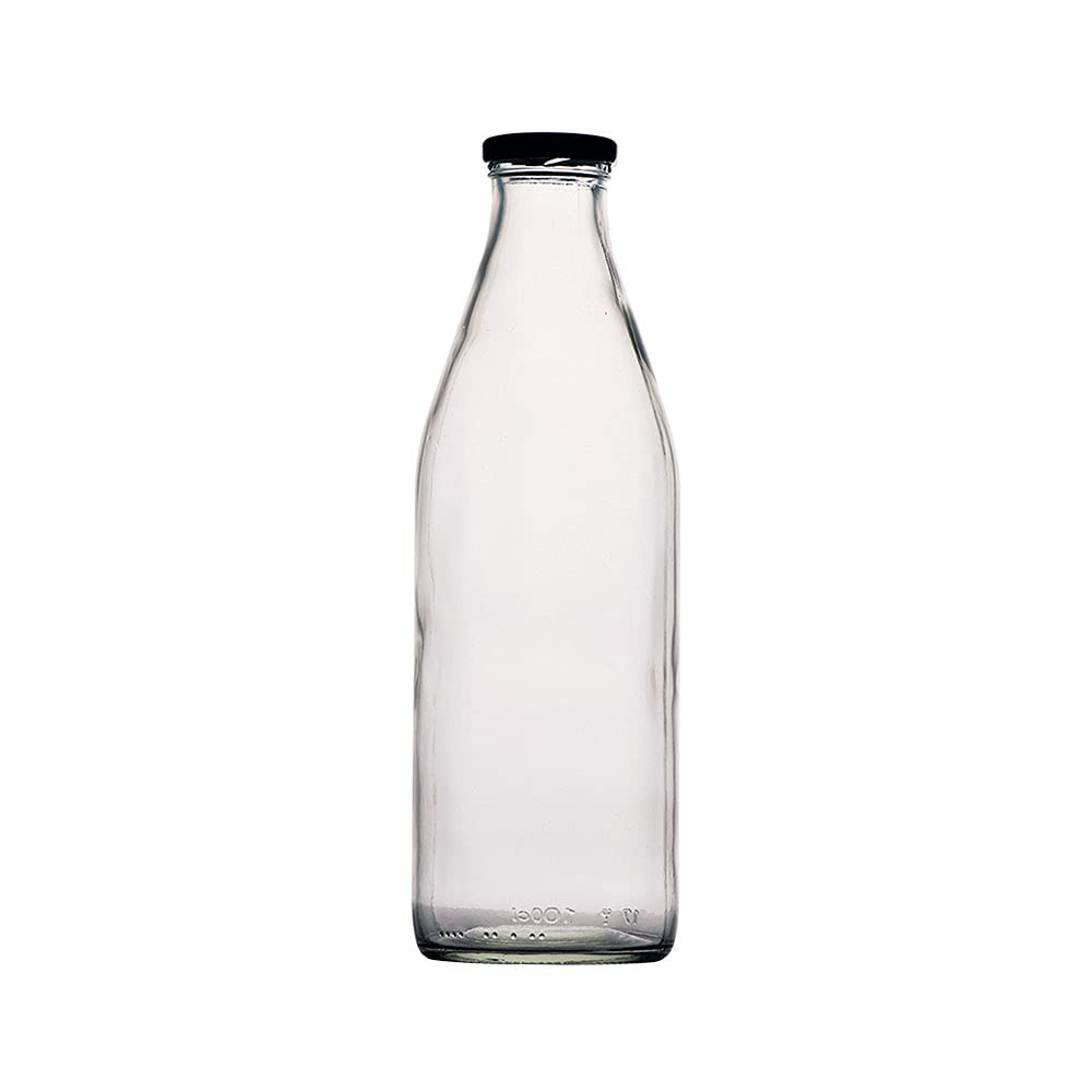Glass Milk Bottle with Air Tight Black Lid - Techmanistan in Pakistan