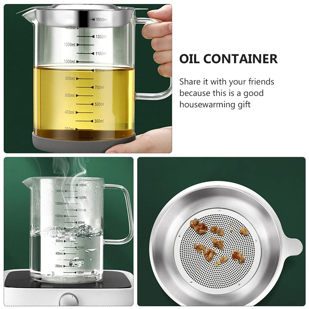 Glass Oil Pot with Stainless Steel Lid and Strainer - Techmanistan in Pakistan