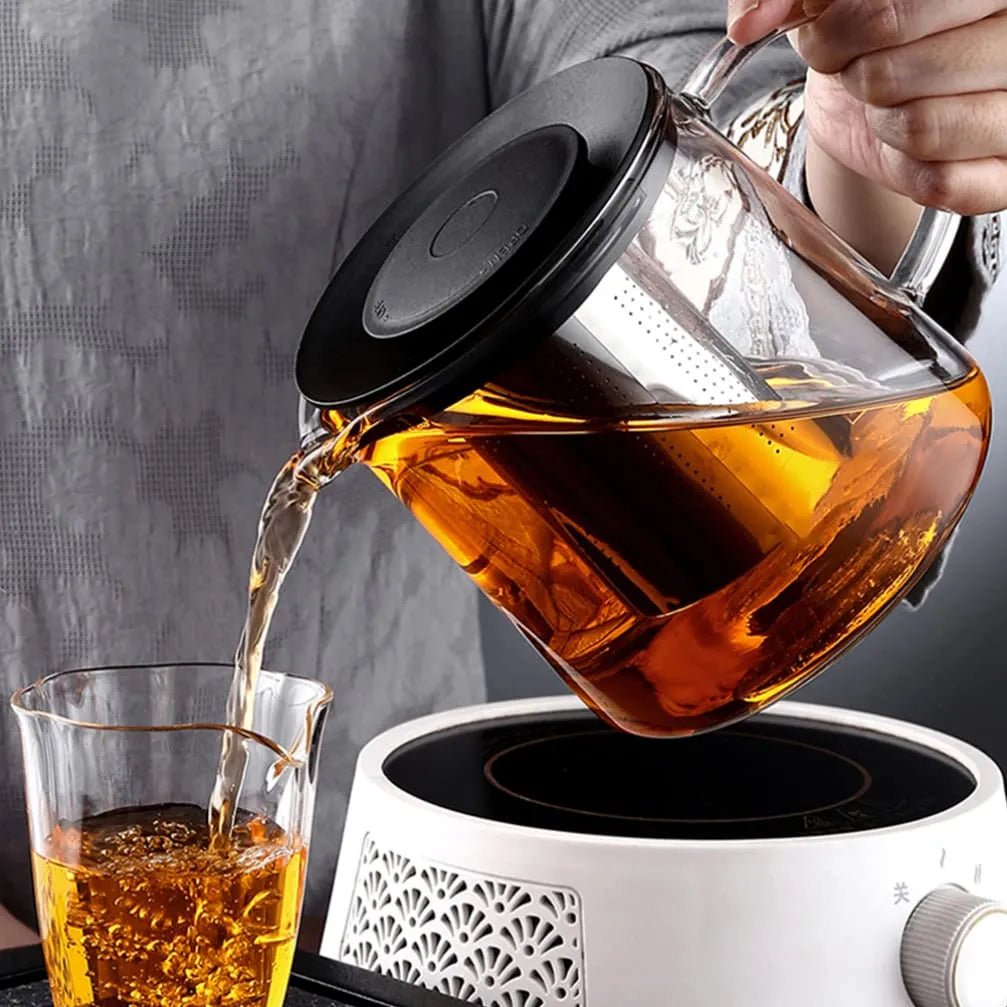 Glass Teapot with Infuser & Silicon Lid, Glass Kettle - Techmanistan in Pakistan