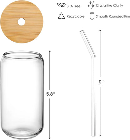Glass Tumbler with Bamboo Lids and Glass Straw - Techmanistan in Pakistan