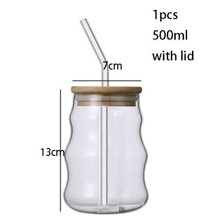 Glass Tumbler with Bamboo Lids and Glass Straw - Techmanistan in Pakistan
