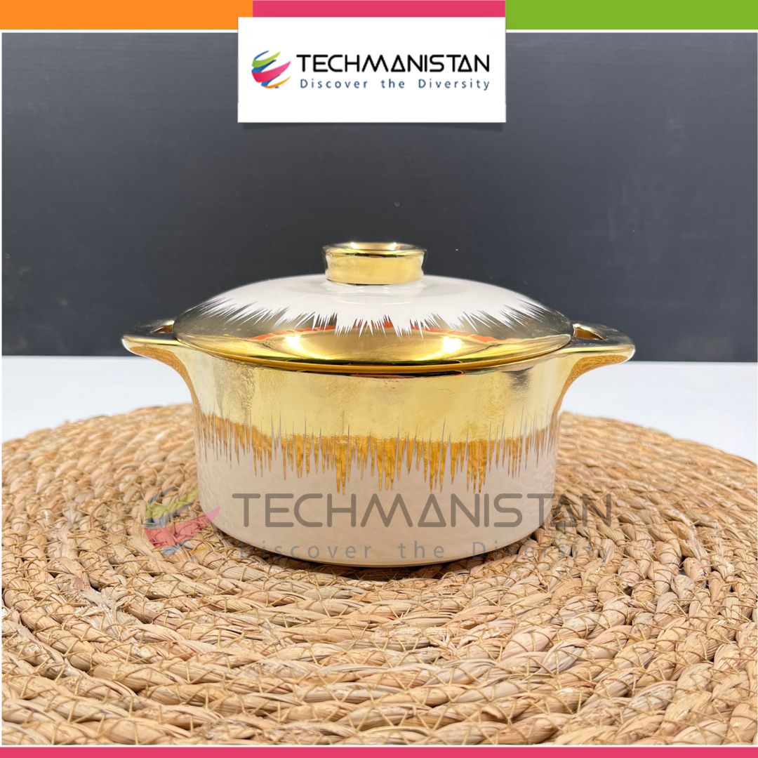 Gold/White Ceramic Soup Bowl - Techmanistan in Pakistan