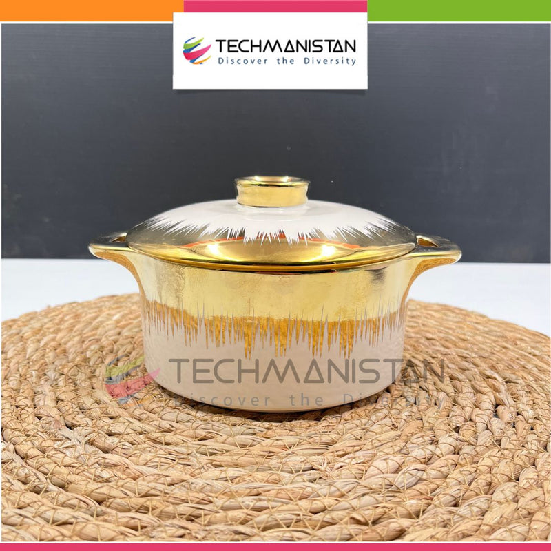 Gold/White Ceramic Soup Bowl - Techmanistan in Pakistan