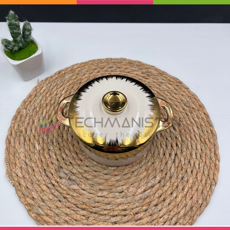 Gold/White Ceramic Soup Bowl - Techmanistan in Pakistan