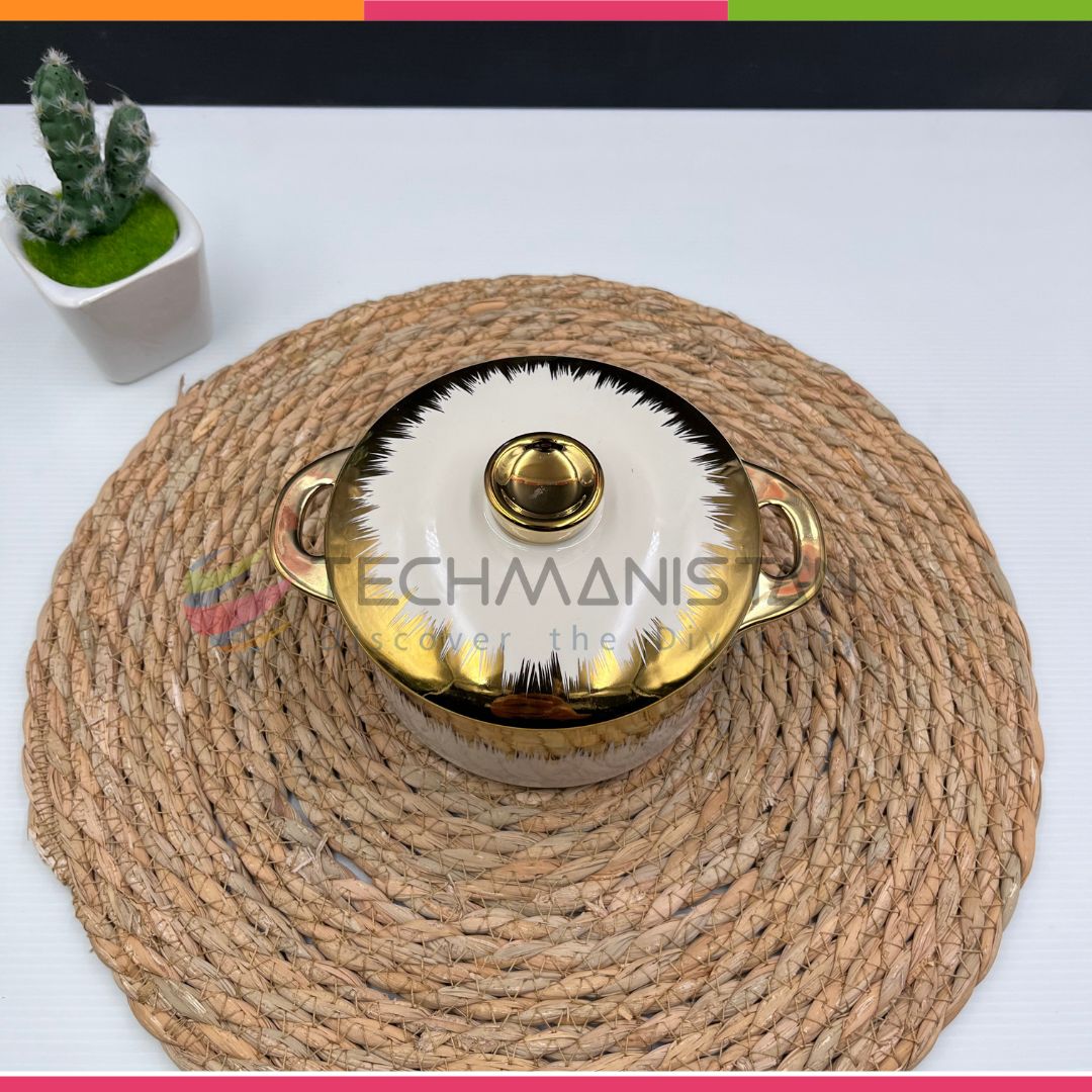Gold/White Ceramic Soup Bowl - Techmanistan in Pakistan
