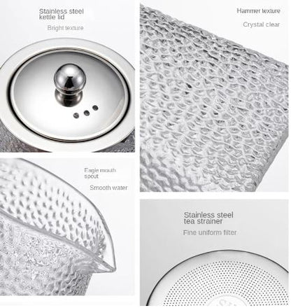 Hammered Glass Teapot with Stainless Steel Infuser - Techmanistan in Pakistan