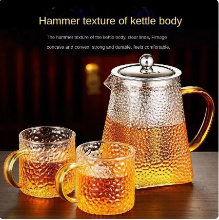 Hammered Glass Teapot with Stainless Steel Infuser - Techmanistan in Pakistan