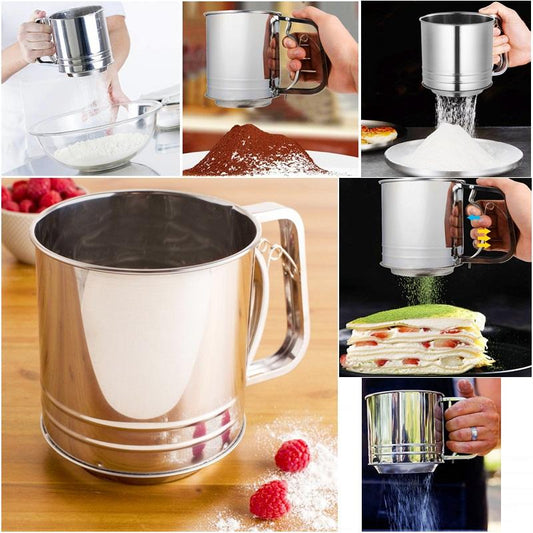 Handheld Stainless Steel Cup Mesh Flour Strainer - 250 gm - Techmanistan in Pakistan