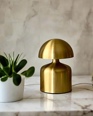 Mushroom LED Table Lamp – Cordless Rechargeable Touch Control Metal Lamp