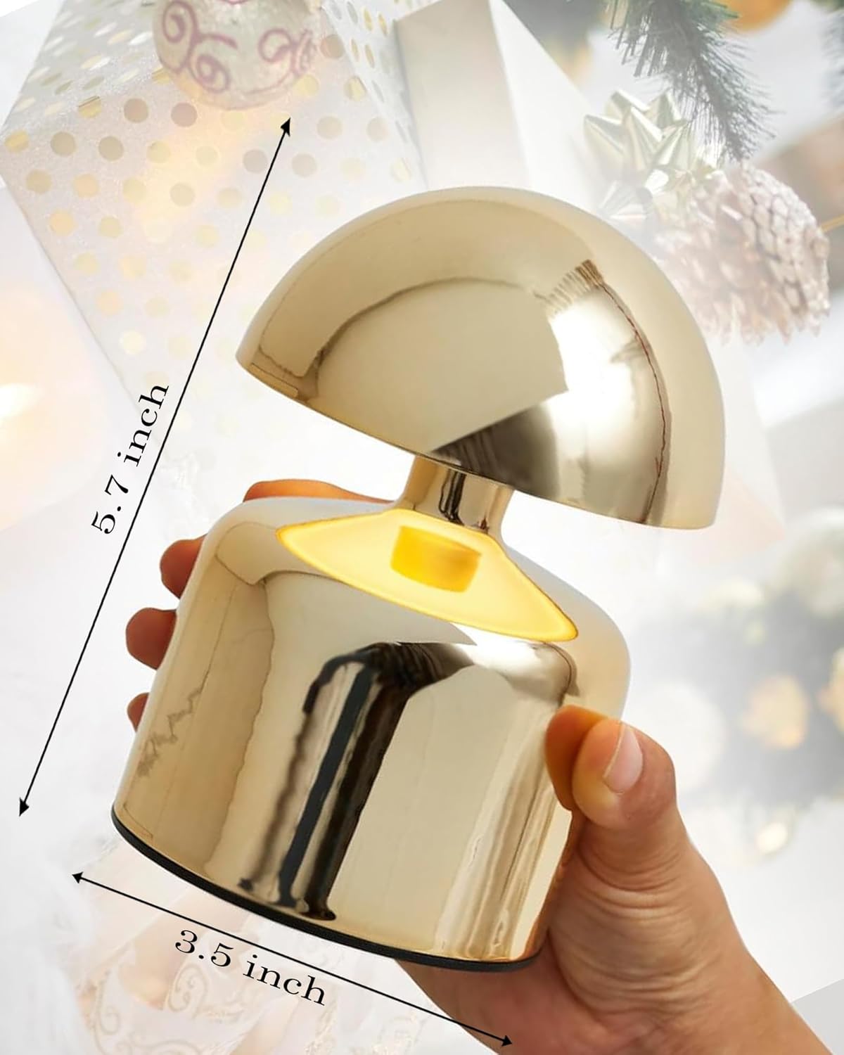 Mushroom LED Table Lamp – Cordless Rechargeable Touch Control Metal Lamp