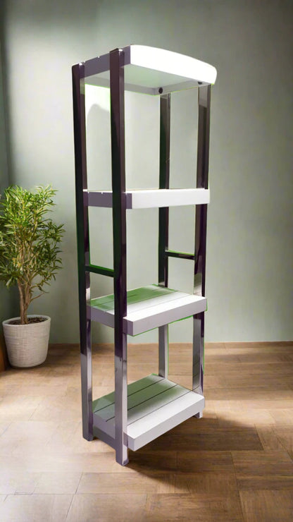 Heavy Duty Stainless Steel Rods Wooden Shelves Rack - Techmanistan in Pakistan