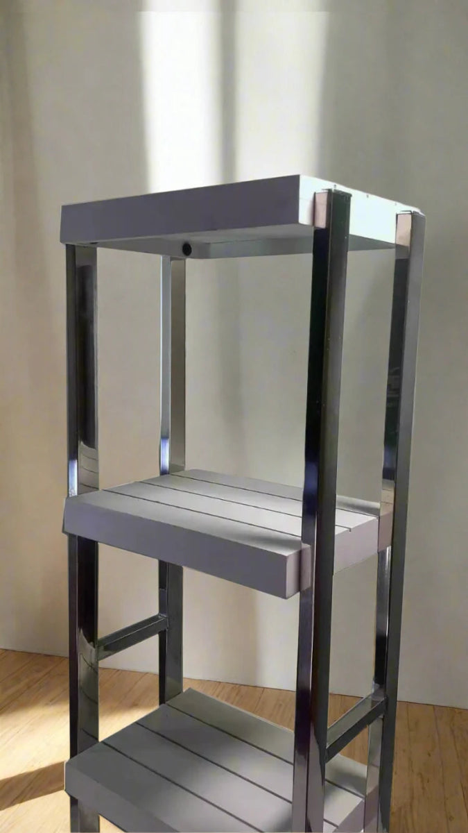 Heavy Duty Stainless Steel Rods Wooden Shelves Rack - Techmanistan in Pakistan