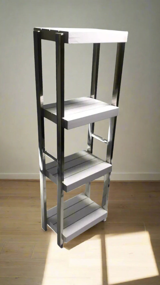 Heavy Duty Stainless Steel Rods Wooden Shelves Rack - Techmanistan in Pakistan