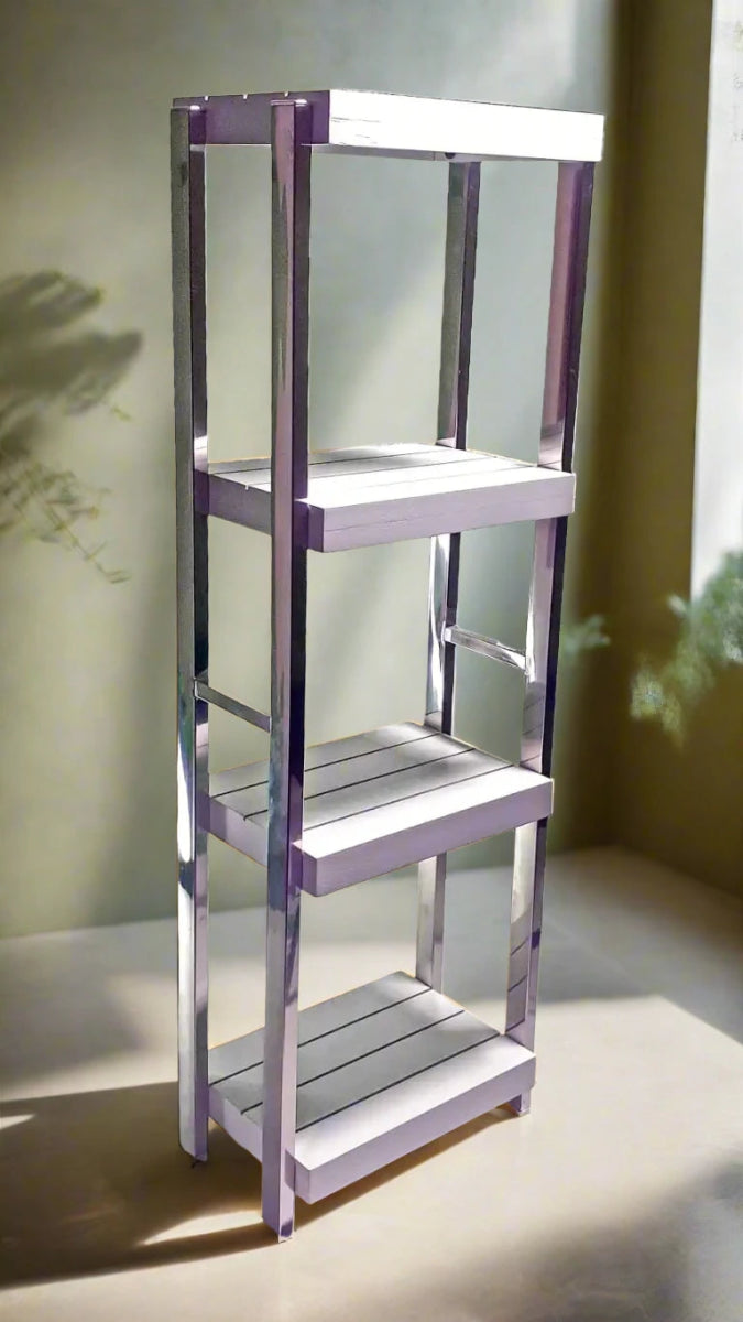 Heavy Duty Stainless Steel Rods Wooden Shelves Rack - Techmanistan in Pakistan