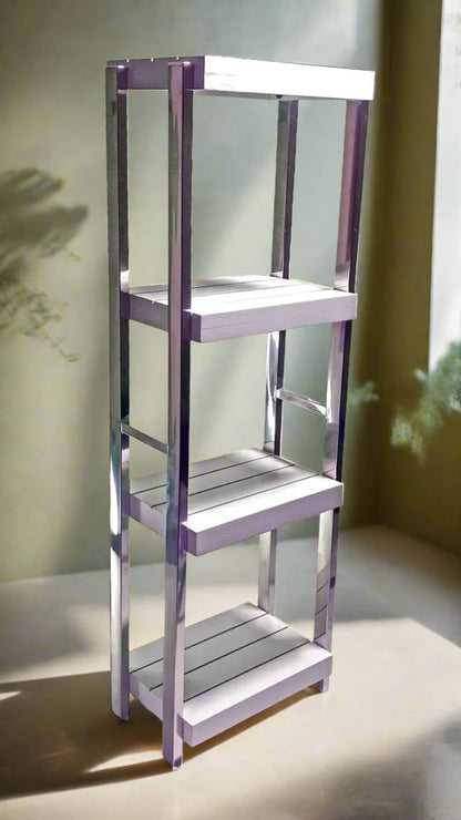 Heavy Duty Stainless Steel Rods Wooden Shelves Rack - Techmanistan in Pakistan