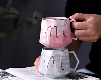 Mr. & Mrs. Marble Pattern Mug Techmanistan