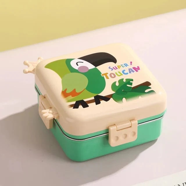 Parrot Themed 3 Compartment Stainless Steel Bento Box