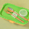 Burger Shaped 2-Compartments Bento Box with Steel Cutlery