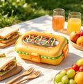 Burger Shaped 2-Compartments Bento Box with Steel Cutlery