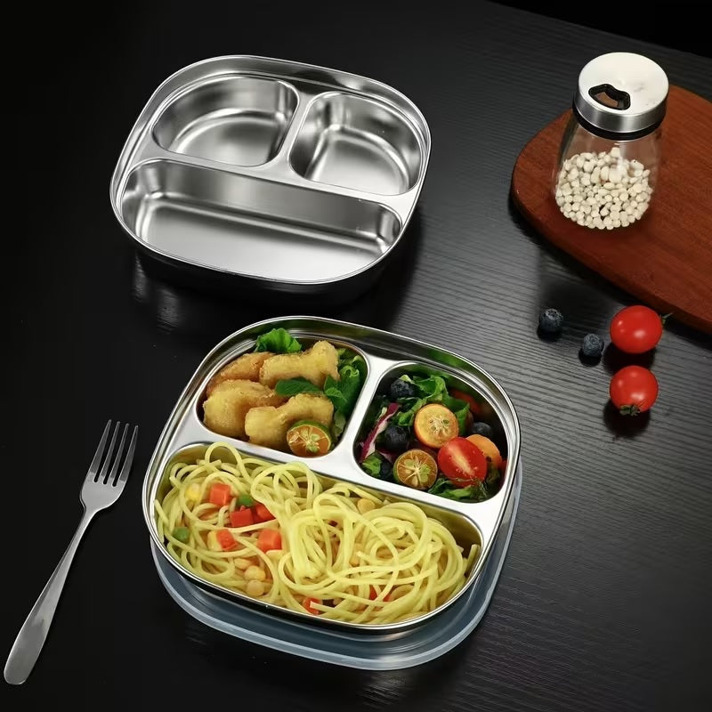 3 Compartment Lunch Box + 2 Condiment Cups