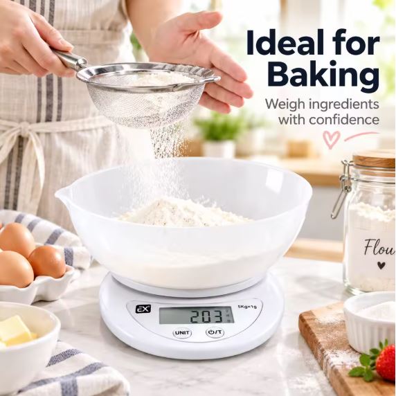 Electronic Kitchen Scale with Removable Bowl, 5 kg