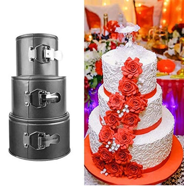 Set of 3 - Non-Stick Round Cake Pans With Removable Bottom Tray