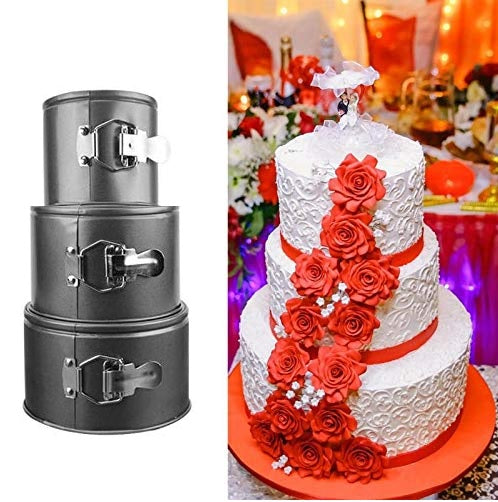 Set of 3 - Non-Stick Round Cake Pans With Removable Bottom Tray