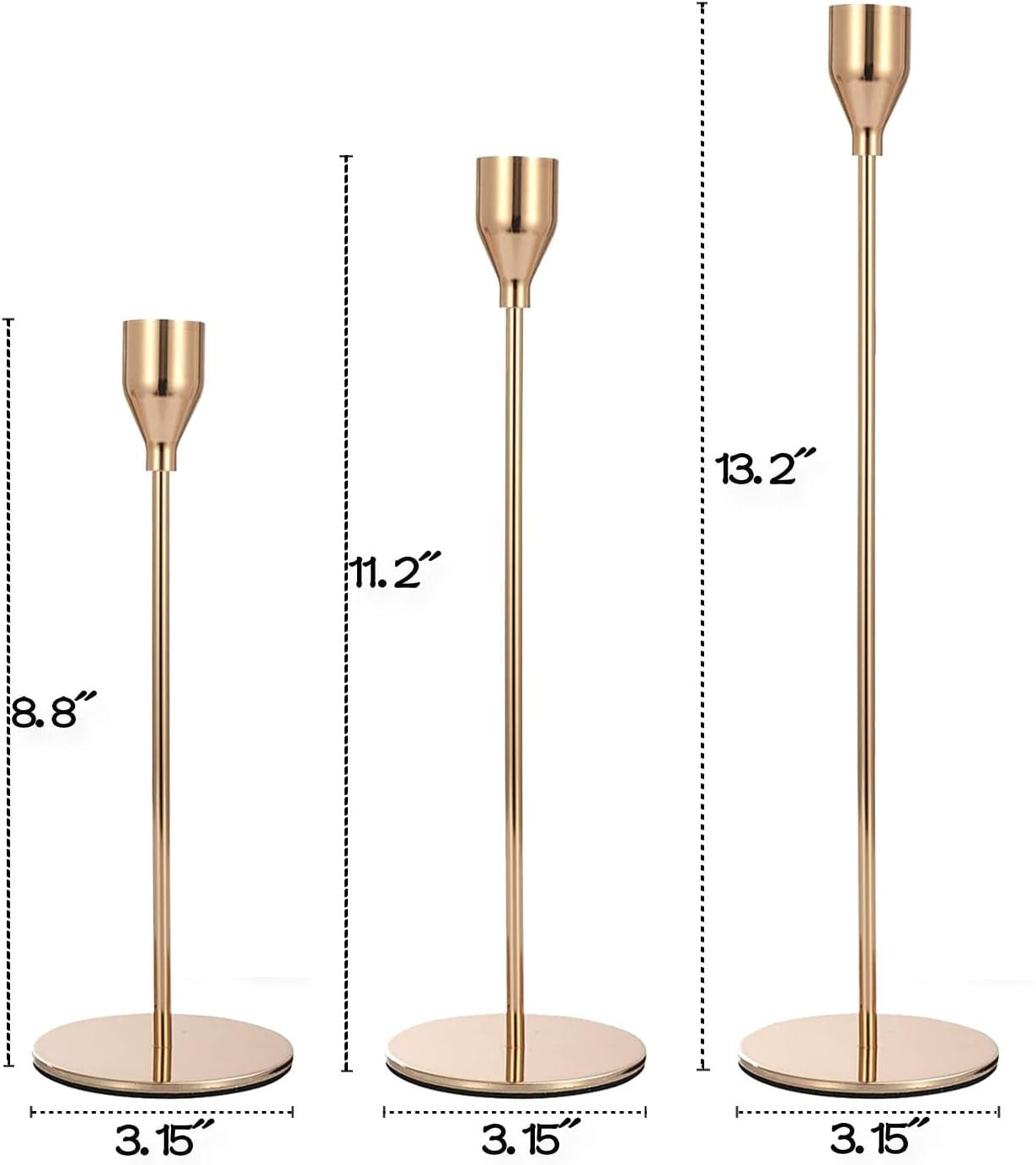 Set of 3 - Golden Candle Holders