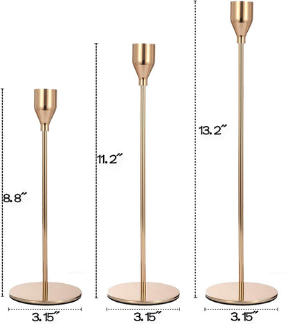 Set of 3 - Golden Candle Holders