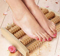 Natural Wooden Foot Roller Massager | Manual Reflexology Therapy Tool