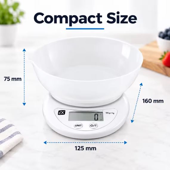 Electronic Kitchen Scale with Removable Bowl, 5 kg