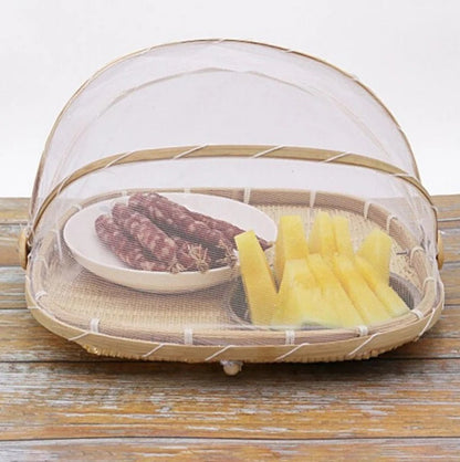 Set of 3 - Food Basket With Mesh Net Cover, Tent Food Serving Basket Techmanistan