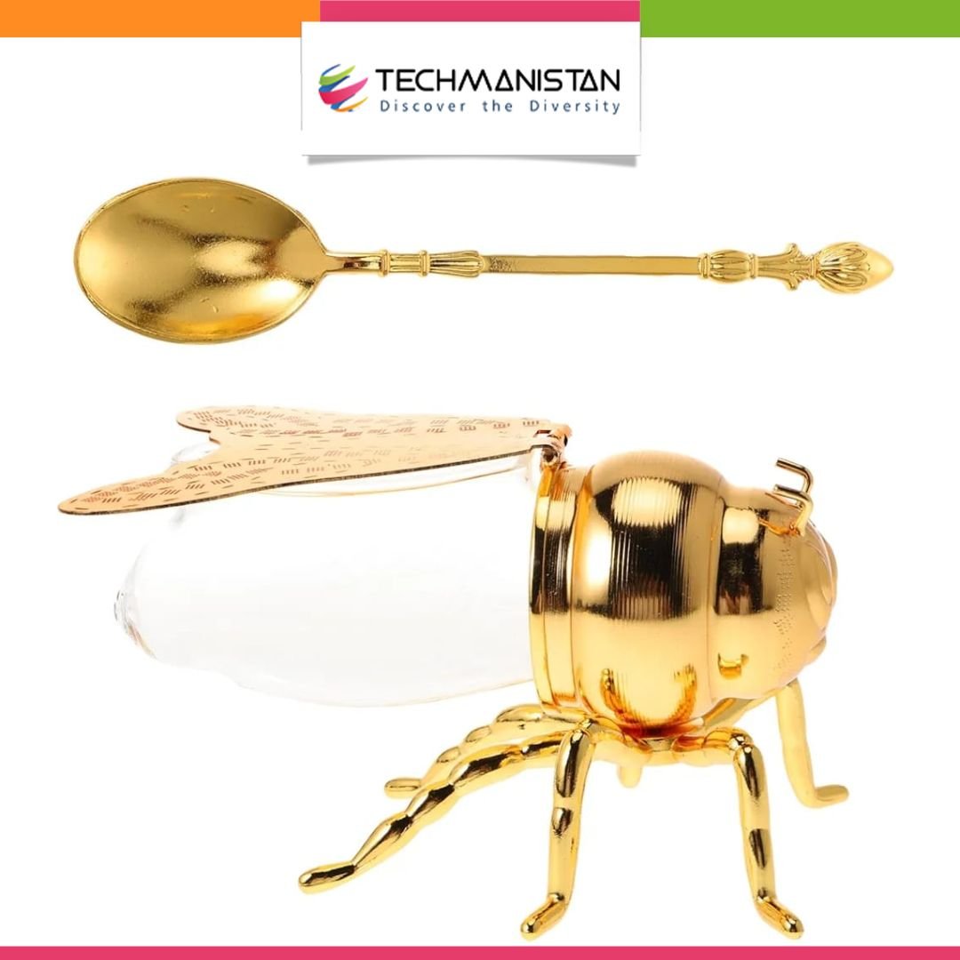 Honey Bee Shape Glass Honey Pot - Techmanistan in Pakistan