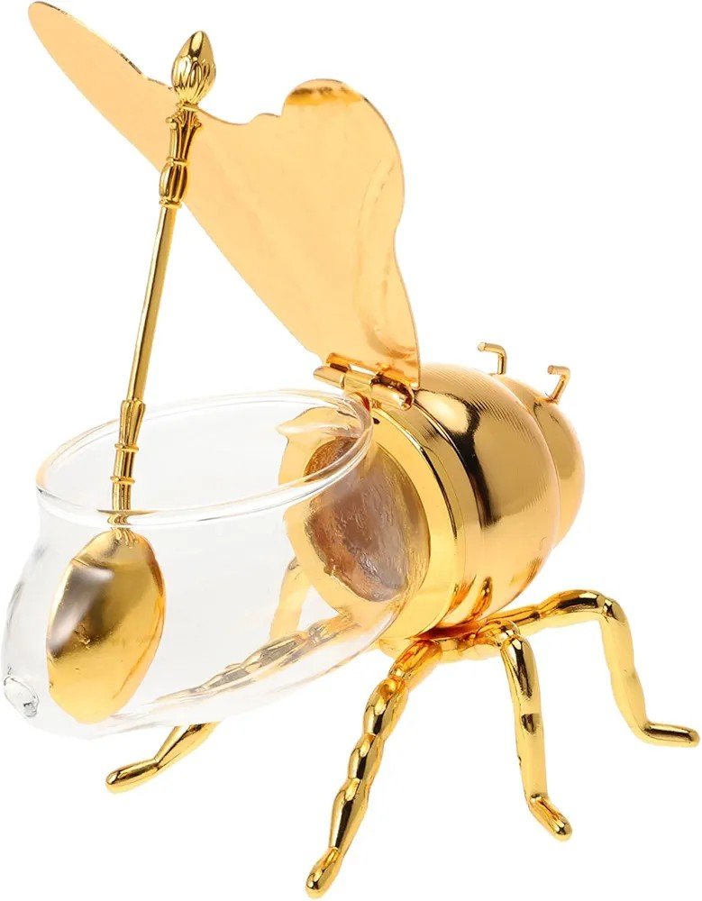 Honey Bee Shape Glass Honey Pot - Techmanistan in Pakistan