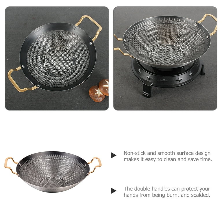 Honeycomb Print Steel Wok with Golden Handles - Techmanistan in Pakistan