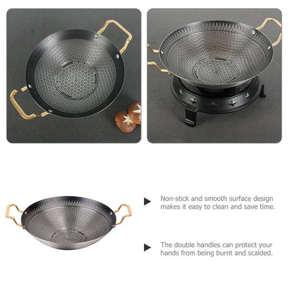 Honeycomb Print Steel Wok with Golden Handles - Techmanistan in Pakistan