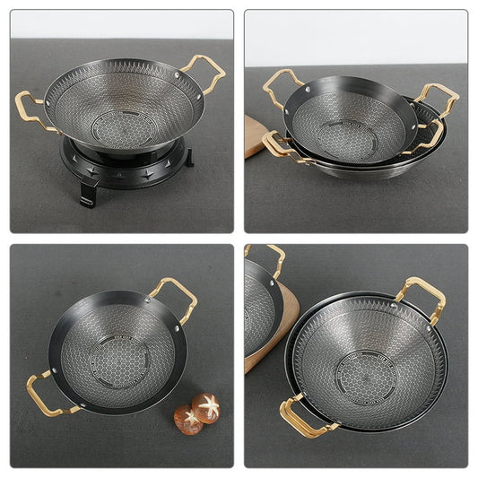 Honeycomb Print Steel Wok with Golden Handles - Techmanistan in Pakistan