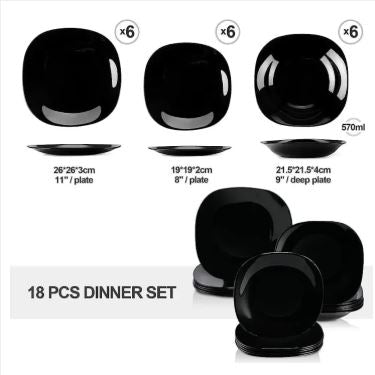 Luxury Black Marble Dinner Plate Set