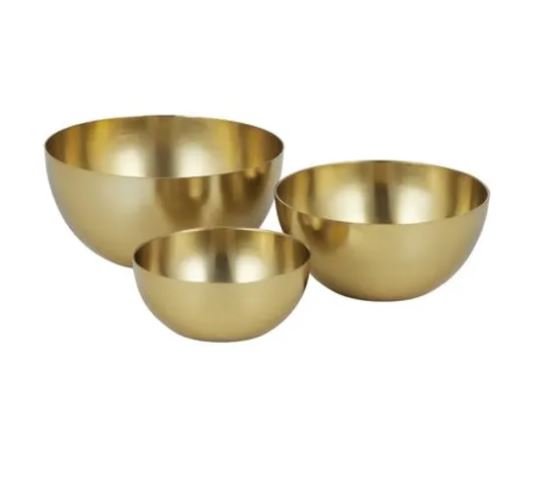 3 Pcs Golden Stainless Steel Bowls Set
