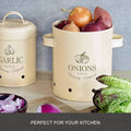 Set of 3 - Antique White Vintage Vegetable Metal Kitchen Storage Canisters – Aloo Pyaz Organiser
