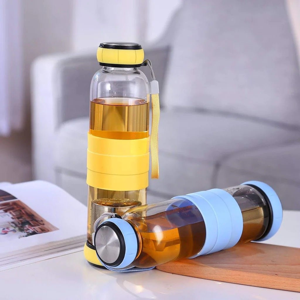 Infuser Water Bottle with Silicone Sleeve Grip - Techmanistan in Pakistan