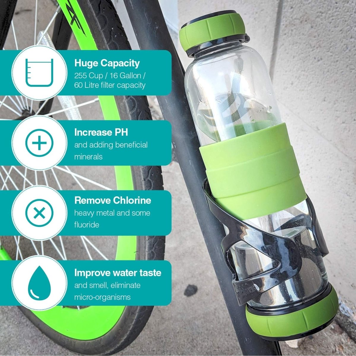 Infuser Water Bottle with Silicone Sleeve Grip - Techmanistan in Pakistan