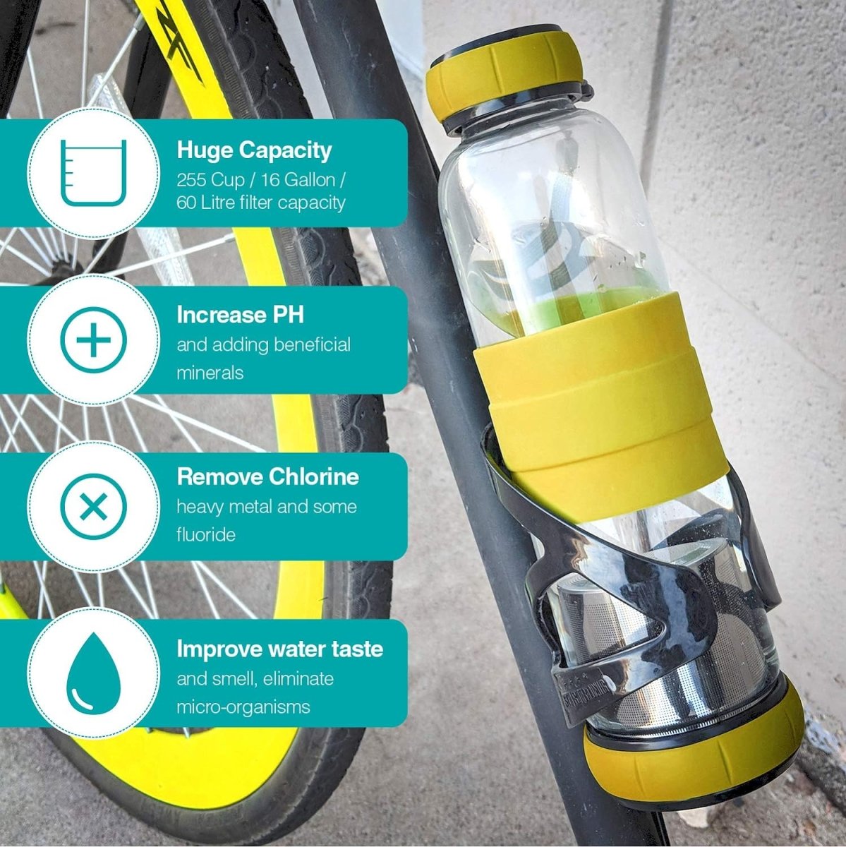 Infuser Water Bottle with Silicone Sleeve Grip - Techmanistan in Pakistan