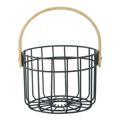 Iron Wire Egg Basket with Wooden Handle - Techmanistan in Pakistan